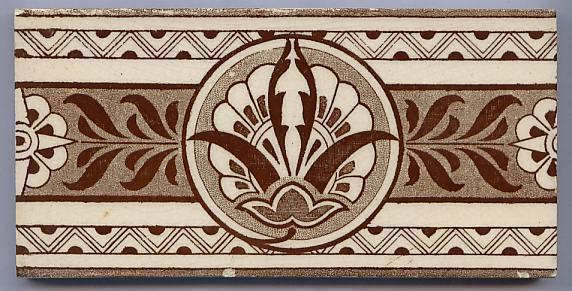 Reclaimed Majolica transfer tile aesthetic 6x3 guard Josiah Wedgwood pattern - $11.88