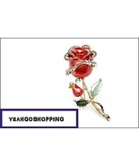 Rhinestone Lucid Crystal with 18k Gold Plated Rose Pin Brooch - One Item - £7.52 GBP