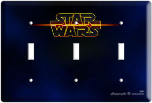 STAR WARS LOGO EMBLEM TRIPLE LIGHT SWITCH WALL COVER PLATE TV ROOM DECORATION