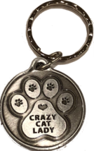 Crazy Cat Lady - A True Friend Dog Pet Keychain Pewter Color RecoveryChip Design - £4.01 GBP