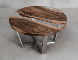 36&#39;&#39;x36&quot; inch Custom resin table top made of natural wood round live edge table  - £1,423.23 GBP