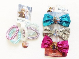 Disney Frozen II Hair Ponies (5 pcs) &amp; Bows (3 pcs) Elsa &amp; Ana for Kids Girls - £4.23 GBP