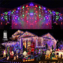 Led Icicle Falling Rain Curtain Fairy String Lights Outdoor Xmas Party Wedding - £16.11 GBP