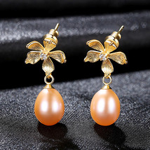 Super Fairy Flowers Earrings Eardrops S925 Silver Pearl Exquisite Big Flower Ear - £24.05 GBP