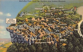 Lookout Mountain Tn~Rock City GARDENS-BIRDS Eye View W/LABELS~1946 Pmk Postcard - £7.74 GBP