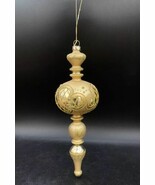 Large Finial Christmas 8.5” Ornament Gold Glitter Glass - €30,96 EUR