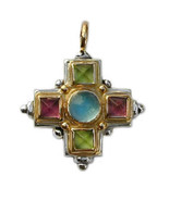  Gerochristo 5096 - Gold, Silver &amp; Stones Medieval-Byzantine Cross Pendant  - £860.02 GBP