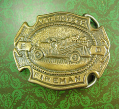 Fire Fighter Buckle  Vintage Volunteer Fireman belt accessory gift Fire truck me - £52.32 GBP