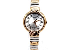 Timex Quartz Watch Women New Battery Two-Tone Silver Dial Expendable Band - £17.38 GBP