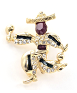 VTG Maracas Dancer Man Dancing Sombrero Enamel Rhinestone Gold Tone Broo... - $495.02 MXN