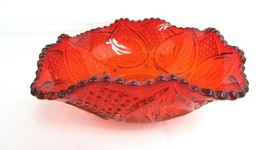 Vintage Orange Amberina Glass Square Bowl Tray  7 1/2&quot; Across LE Smith? - $24.75