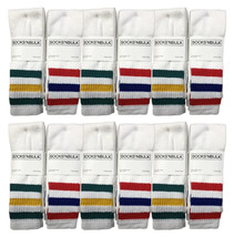 12 PairYacht &amp; Smith Cotton Tube Socks, Retro Style, Size 10-13 White W/Stripes - $29.99