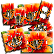 RED FLOWER EXOTIC TORTOISESHELL BUTTERFLY LIGHT SWITCH OUTLET PLATES ROO... - $17.09+