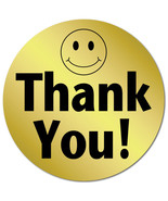 1 Inch Circle, Thank You Smiley Face Gold Foil, Roll of 1,000 Stickers - $599.61 MXN