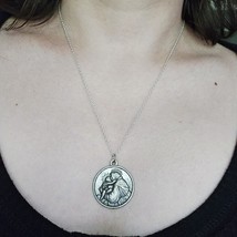 Vintage Silver Saint St Anthony Medal Medallion Necklace - $39.99