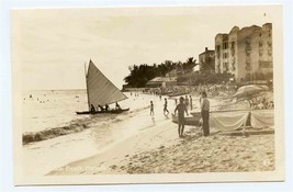 Catamarans at Waikiki Beach Real Photo Postcard Honolulu Hawaii 1950&#39;s - $17.80