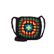 New purse crossbody festival crochet Boho Vibe Open Top Bag Black - £14.85 GBP