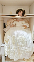 Vintage Franklin Mint Jacqueline Kennedy 16” Porcelain Heirloom Bride Doll - $65.07