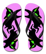 Black Kitty on Pink Flip Flops with Black Straps - Men&#39;s - $18.99