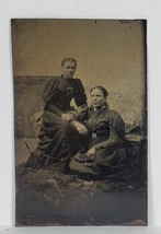 Tintype Photo Two Young Women Seated WD14 - £10.34 GBP