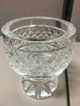 Clear cut Crystal Glass CANDLEHOLDER VINTAGE diamond cut antique MCM - $21.77