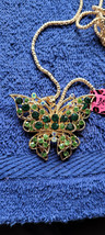New Betsey Johnson Necklace Butterfly Green Rhinestone Summer Collectible Deco - £12.05 GBP