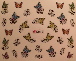 Nail Art 3D Decal Stickers Colorful Butterfly Butterflies K019 - £2.43 GBP