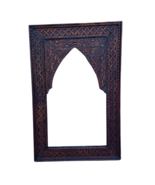 Wood frame mirror, Moroccan mirror, Unique Inlaid brown rectangle wall m... - £134.68 GBP