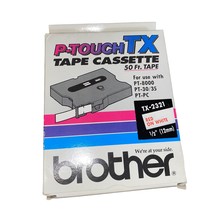 Brother P-TOUCH TX 2321 Red on White 1/2&quot; (12mm) Label Tape 50 ft  - £12.48 GBP