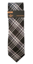 Dockers NEW with Tags Men&#39;s Tie Black Silver Gray  Plaid 100% Polyester - £14.38 GBP