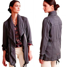 Anthropologie Layered Etta Anorak XSmall 0 2 Grey Jacket Oversized Lace ... - $79.30