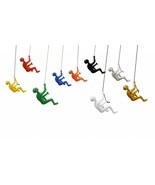 Set of Nine 6&quot; White Black Gold Silver and Rainbow Climbing Man Resin Wa... - $318.49