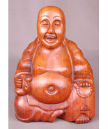 Wooden Buddha Statue, Hand Carved-8.8&quot; tall-Sitting Smiling - €91,06 EUR