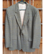 Vintage Park Row Sports Jacket-40 Tall Long-Greenish Grey-Men-100% Wool - £22.13 GBP