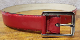 Nine West-Genuine Leather Belt-Size S 29-32&quot;-Red-Metal Buckle-323012 - $30.84