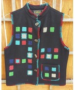 Allure Vest-85% 15% Nylon-Tribal Mask Buttons-Made in-Black-Missy Medium... - €15,71 EUR