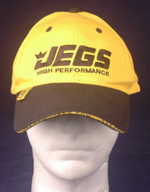 VTG JEGS Hat-Adjustable Velcro Strap-Cap-Yellow/Black-High Performance Headgear - £6.35 GBP