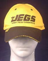 VTG JEGS Hat-Adjustable Velcro Strap-Cap-Yellow/Black-High Performance Headgear - £6.27 GBP