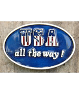 VTG &quot;USA All The Way&quot; Belt Buckle-Enamal-Capt. Hawks Sky Patrol-1981-Mad... - $37.25