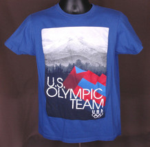 US Olympic Team-Official-Blue T Shirt-M-100% Cotton-Vtg-Winter Mountain - £16.81 GBP