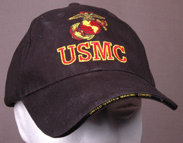 USMC Marines Hat-USA-Emboidered Logo-Black-Velcro-Military-Hologram Sticker - $10.44
