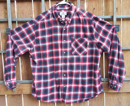 Woolrich Flannel Shirt-L-Red/Black Plaid-Nice Buttons - £16.64 GBP