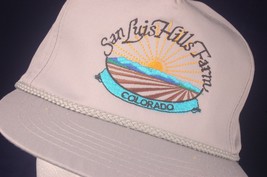 VTG San Luis Hills Farm,Colorado Hat-Adjustable Leather Strap-Cap-Grey-Yupoong- - £17.38 GBP