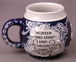 German Beer Stein-Cobalt Blue-4 inches-Made in Germany-Makers Marks on Bottom - £37.31 GBP