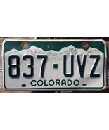 Colorado License Plate-837 UVZ-Green White-USA-Green White Snowy Mountai... - $9.49