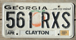 2001 Georgia Licence Plate, Georgia On My Mind, Peach, Clayton County - $9.49