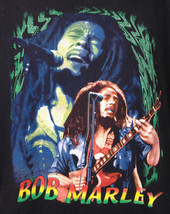 Bob Marley-Black T Shirt-M-100% Cotton-Reagge Rasta Dreadlock Roots Rock Guitar - £11.02 GBP