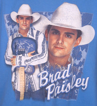 Brad Paisley 2004 Tour T Shirt-Blue-M-100% Cotton-Vtg-Guitar Country Music-RARE - £19.25 GBP
