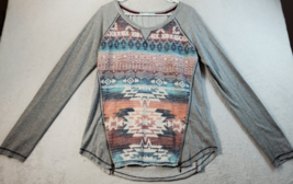 Maurices T Shirt Top Womens Medium Gray Polyester Long Casual Sleeve Round Neck - £13.18 GBP