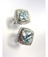 EXQUISITE Balinese Silver Wheat Cable Light Blue Topaz CZ Crystal Square... - £20.90 GBP